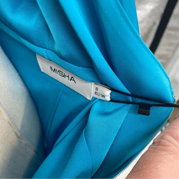 Misha Calypso Mini Dress Satin Blue Small - Picture 8 of 11